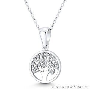 Tree-of-Life / Etz Chaim Charm Pendant in .925 Sterling Silver w/ Rhodium